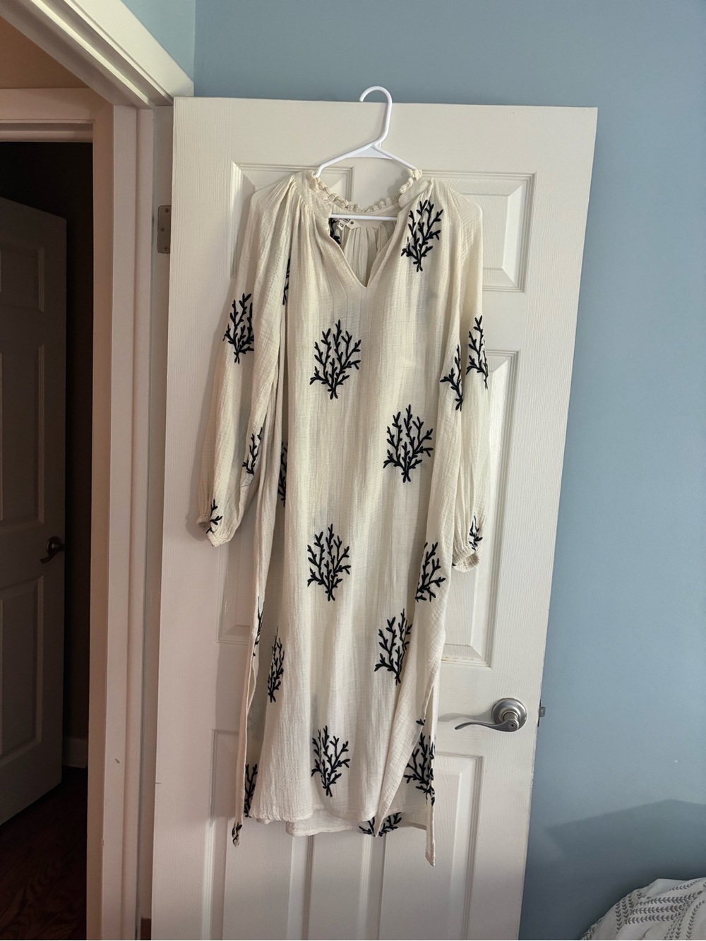 Fat Face Maxi Dress with Black Coral Embroidery